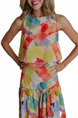 NEW LAROQUE june sleeveless top in red multi